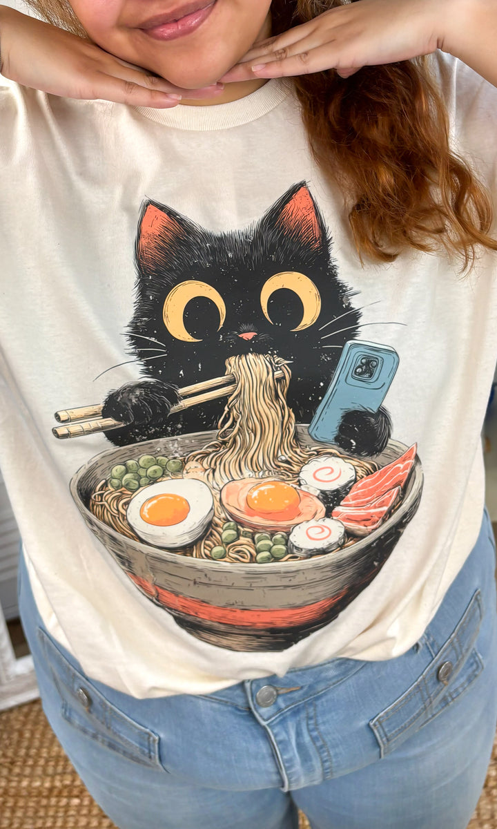Ramen Cat Graphic T-Shirt