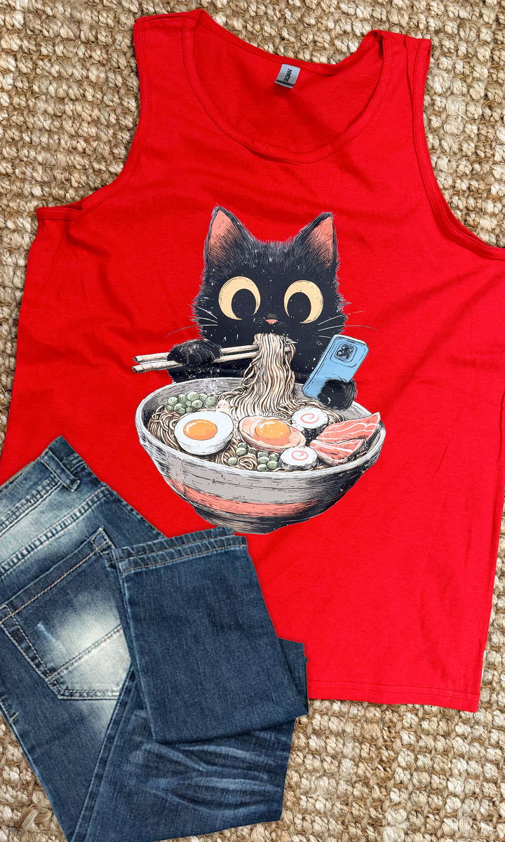Ramen Cat Graphic Tank-Top