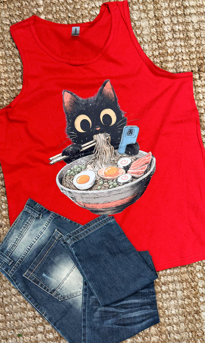 Ramen Cat Graphic Tank-Top