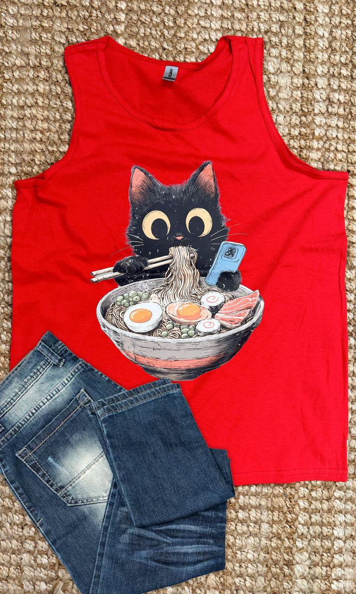 Ramen Cat Graphic Tank-Top