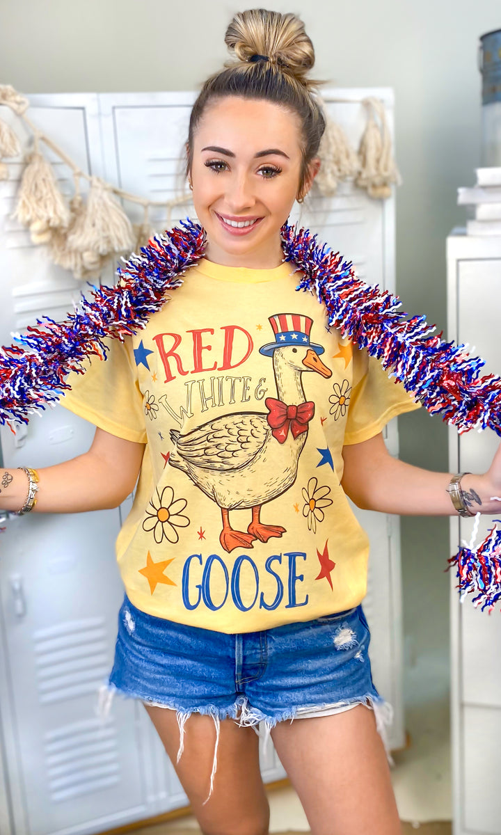 Red White and Goose Patriotic Graphic T-Shirt