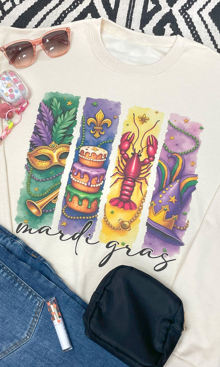 Retro Mardi Gras Graphic Sweatshirt