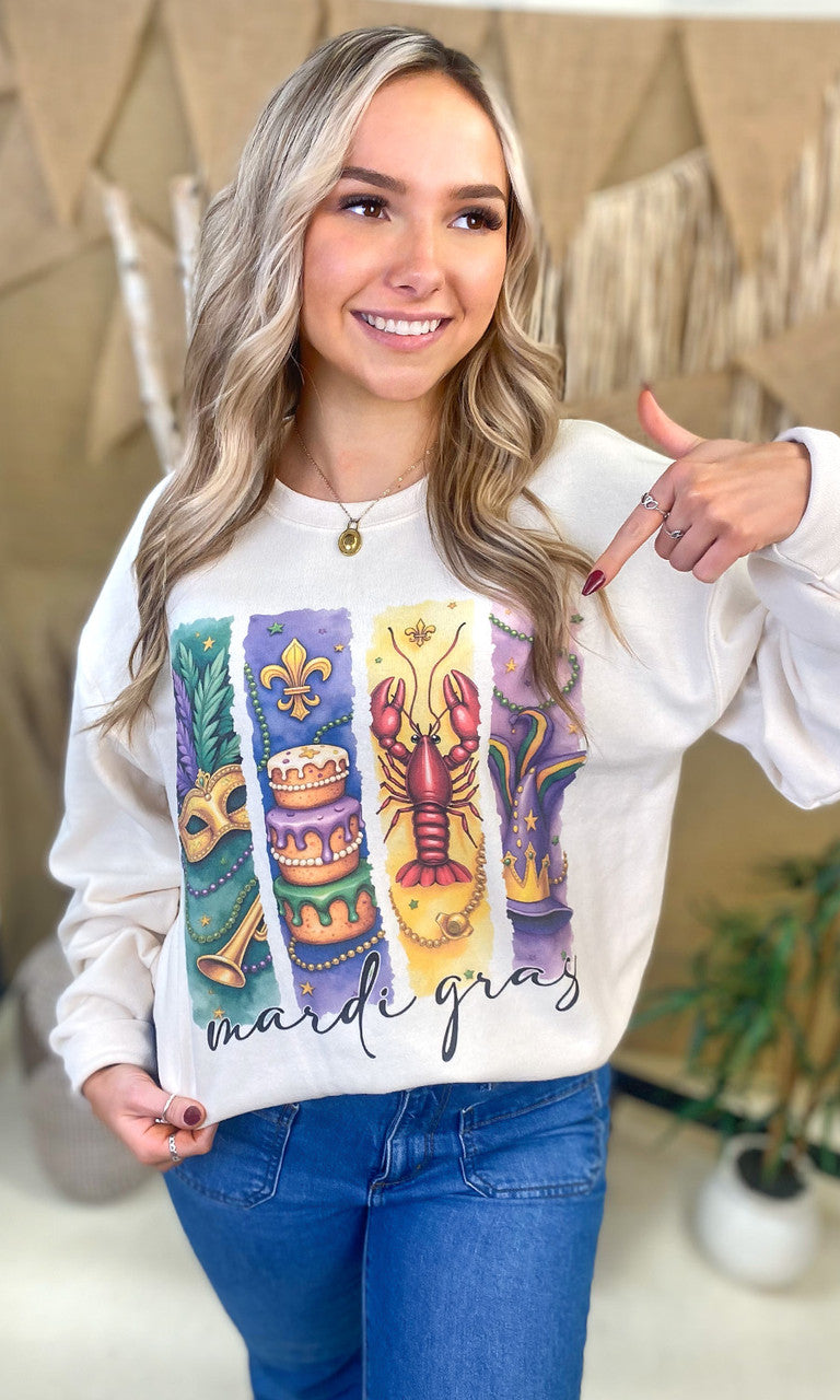 Retro Mardi Gras Graphic Sweatshirt