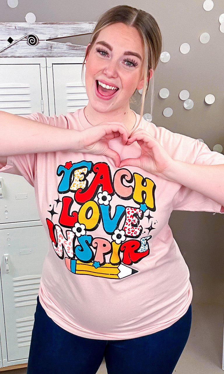 Retro Teach Love Inspire Graphic T-Shirt