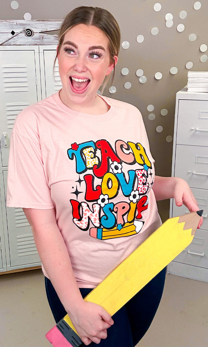 Retro Teach Love Inspire Graphic T-Shirt