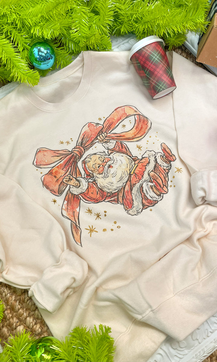 Santa Bow Christmas Graphic Sweatshirt
