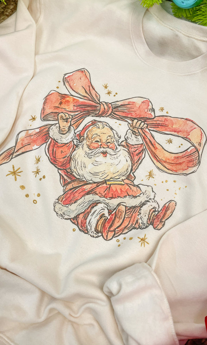 Santa Bow Christmas Graphic Sweatshirt