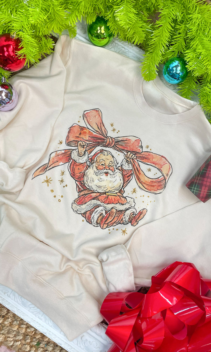 Santa Bow Christmas Graphic Sweatshirt