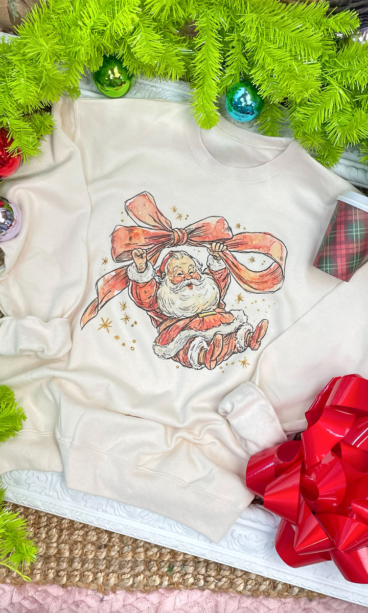 Santa Bow Christmas Graphic Sweatshirt