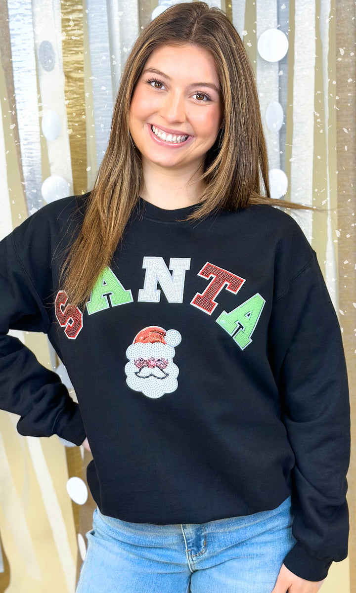 Santa Sequin Graphic Sweatshirt
