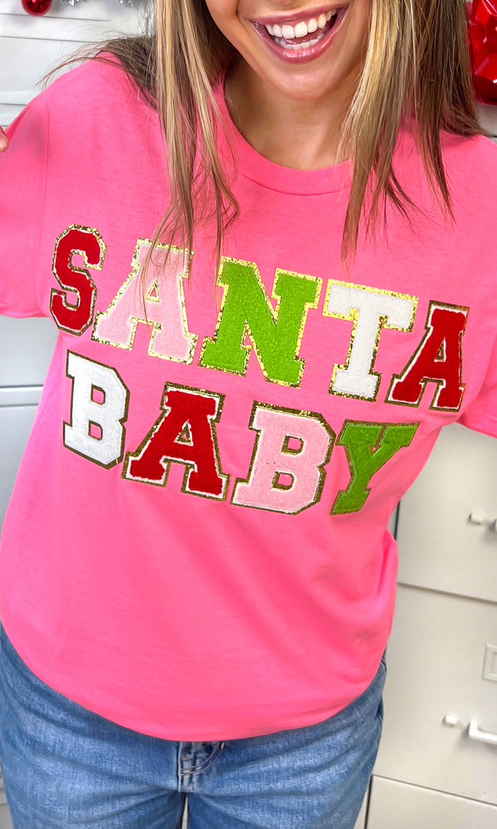 Santa Baby Ideal Chenille Christmas  Graphic T-Shirt