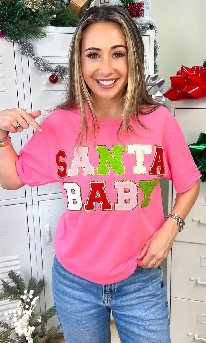 Santa Baby Ideal Chenille Christmas  Graphic T-Shirt