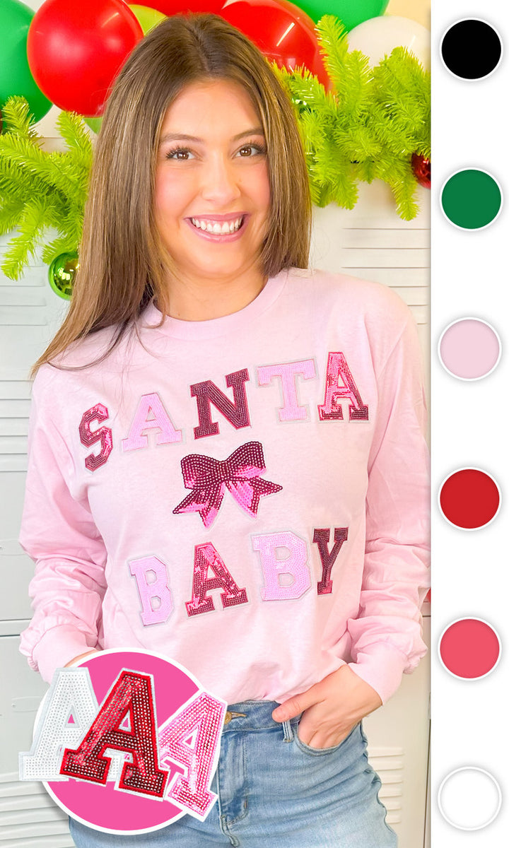Santa Baby Sequin Graphic Long Sleeve T-Shirt