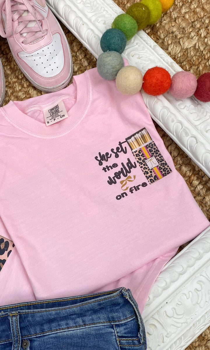 She Set the World on Fire Comfort Color Graphic T-Shirt
