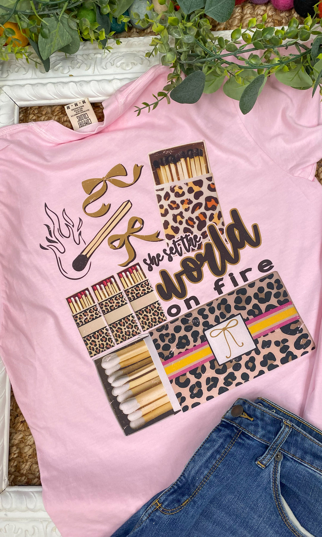 She Set the World on Fire Comfort Color Graphic T-Shirt