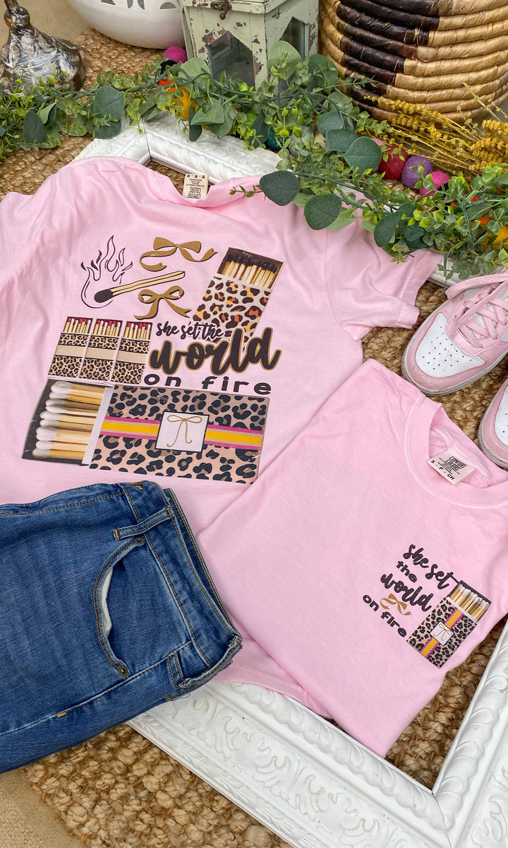 She Set the World on Fire Comfort Color Graphic T-Shirt