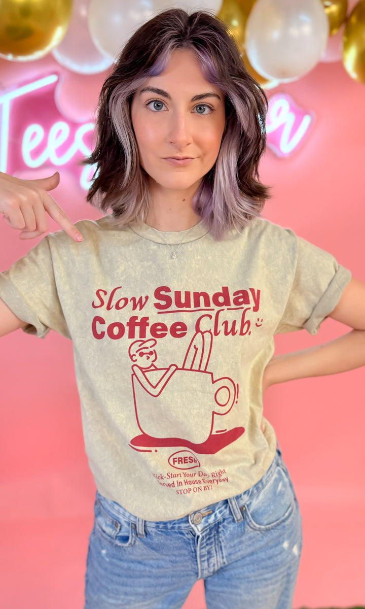 Slow Sunday Coffee Club Mineral Wash Graphic T-Shirt