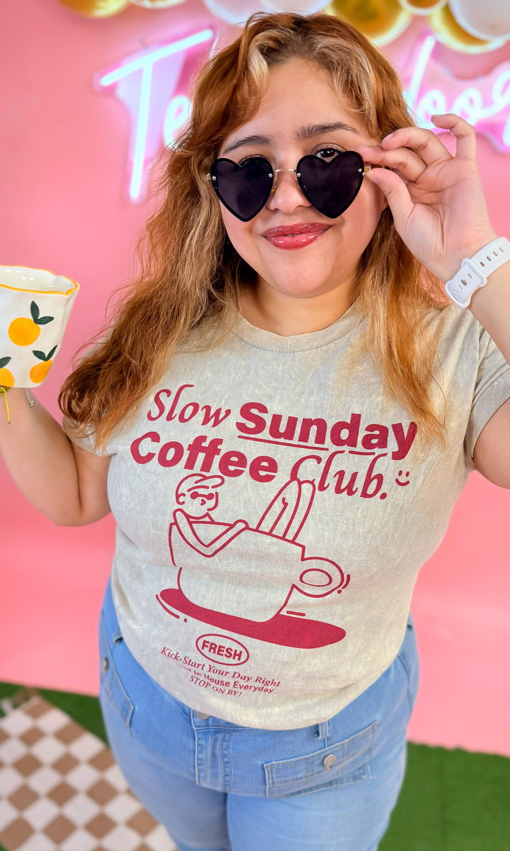 Slow Sunday Coffee Club Mineral Wash Graphic T-Shirt
