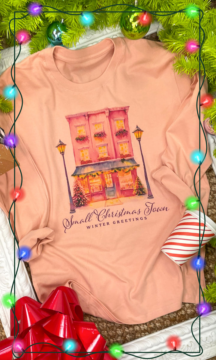 Small Christmas Town Long Sleeve Graphic T-Shirt