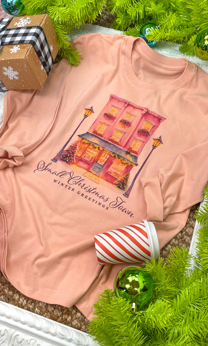 Small Christmas Town Long Sleeve Graphic T-Shirt