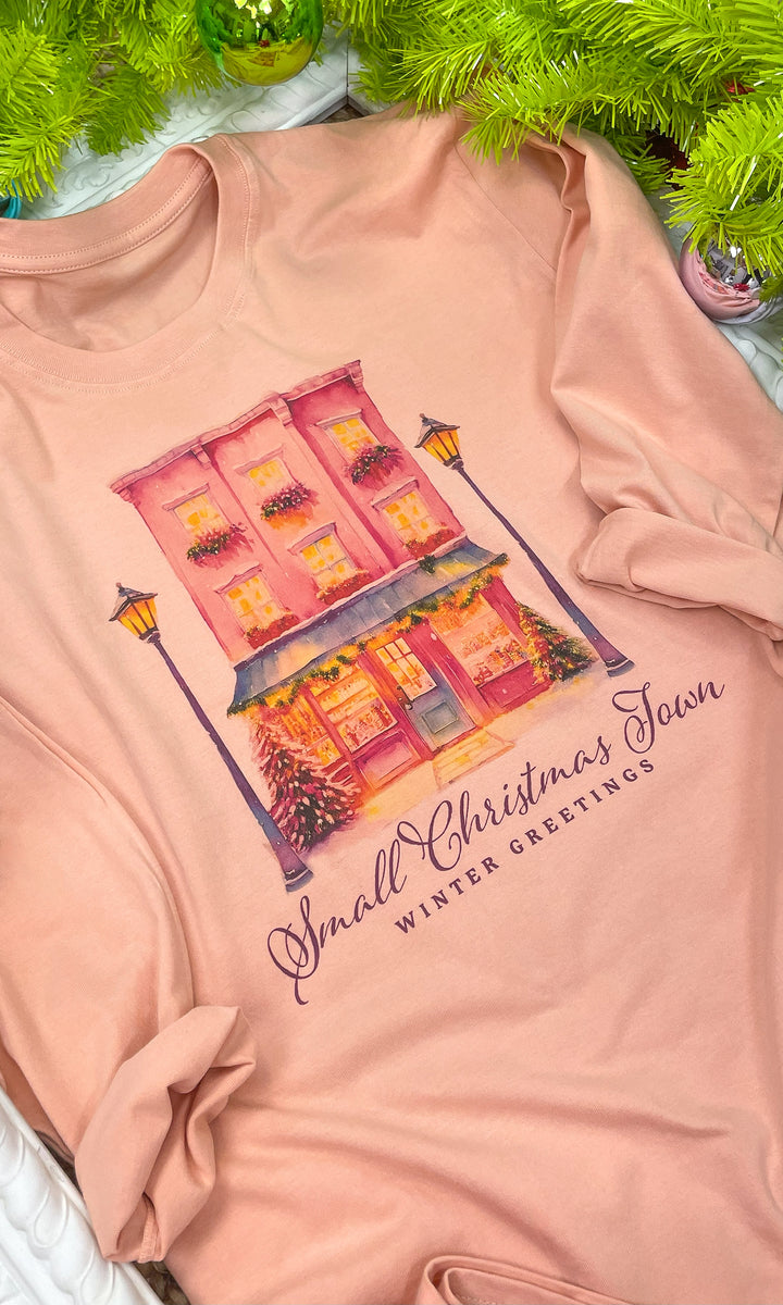 Small Christmas Town Long Sleeve Graphic T-Shirt