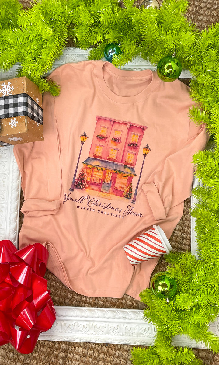Small Christmas Town Long Sleeve Graphic T-Shirt