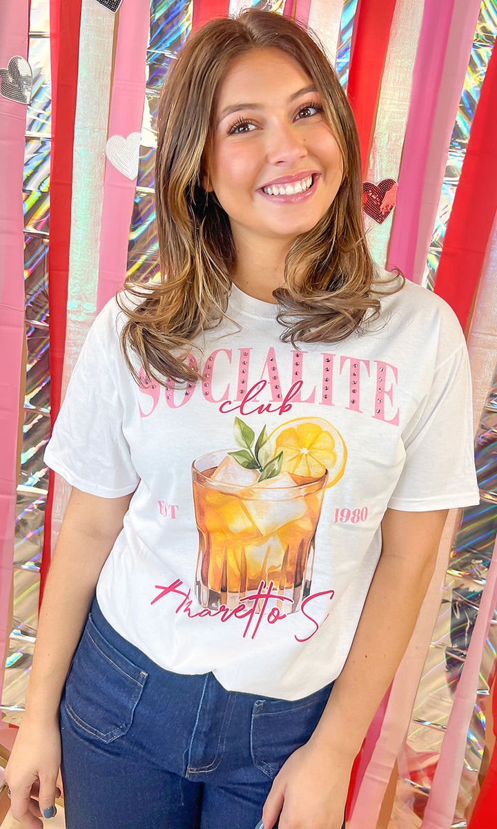 Socialite Drink Club Rhinestone Graphic T-Shirt