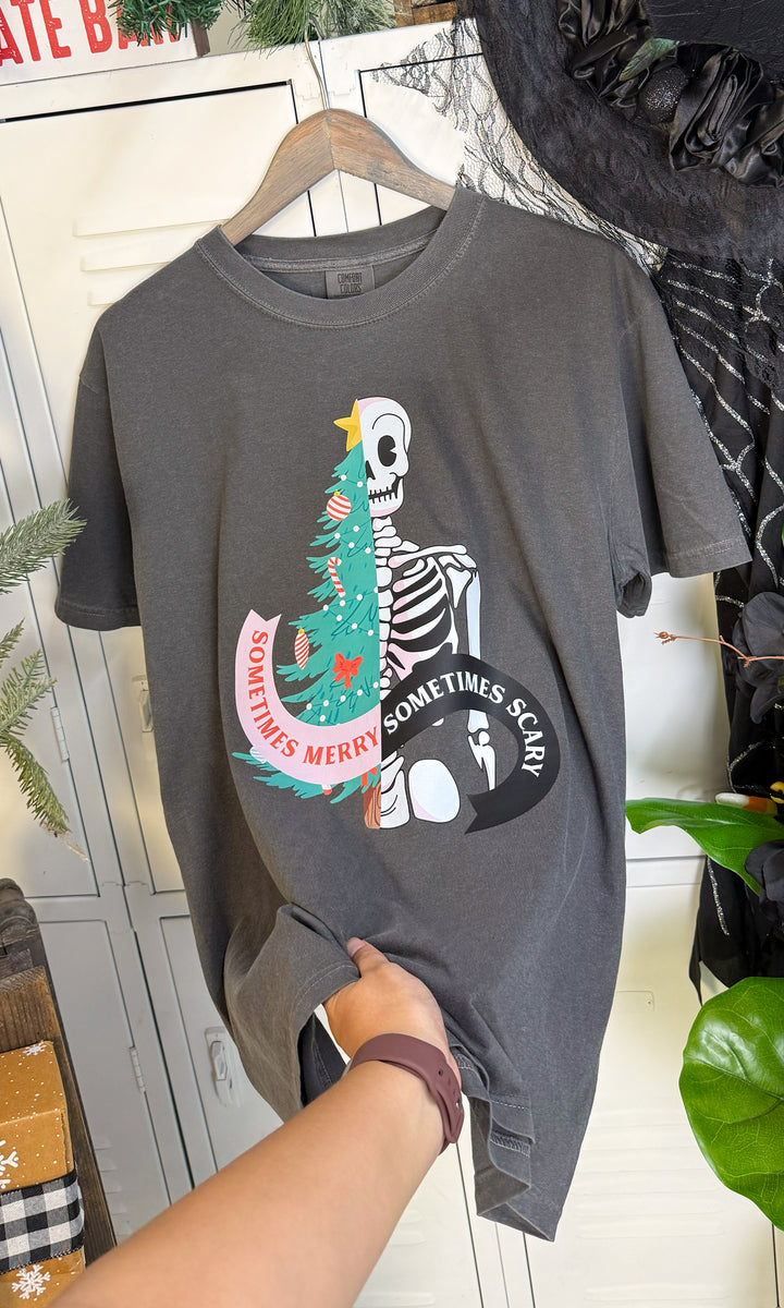 Sometimes Merry Sometimes Scary Graphic Comfort Color T-Shirt