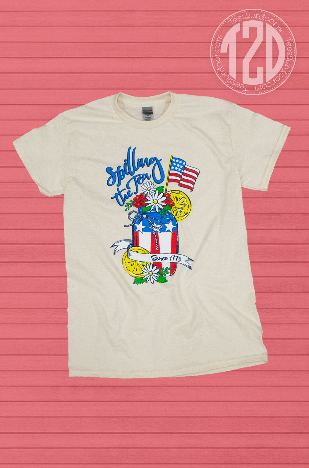 Spilling The Tea Patriotic Graphic T-Shirt