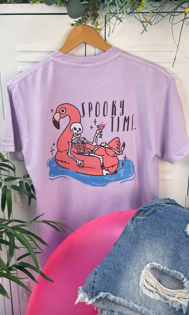Spooky Time Flamingo Floaty Graphic Comfort Color T-Shirt