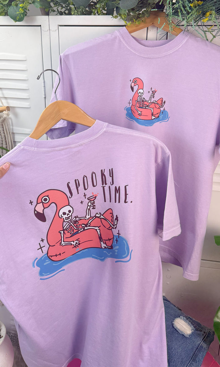 Spooky Time Flamingo Floaty Graphic Comfort Color T-Shirt