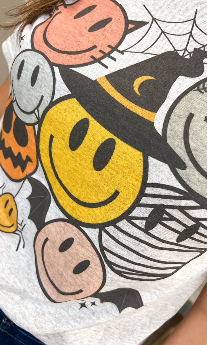 Spooky Smiley Halloween Graphic T-Shirt