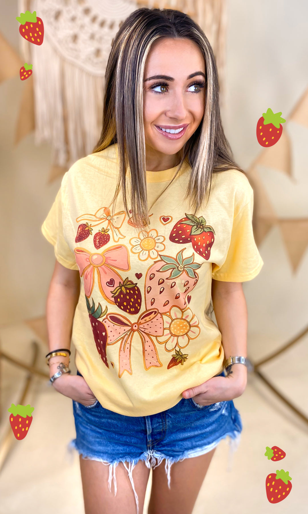 Strawberry Bows Graphic T-Shirt