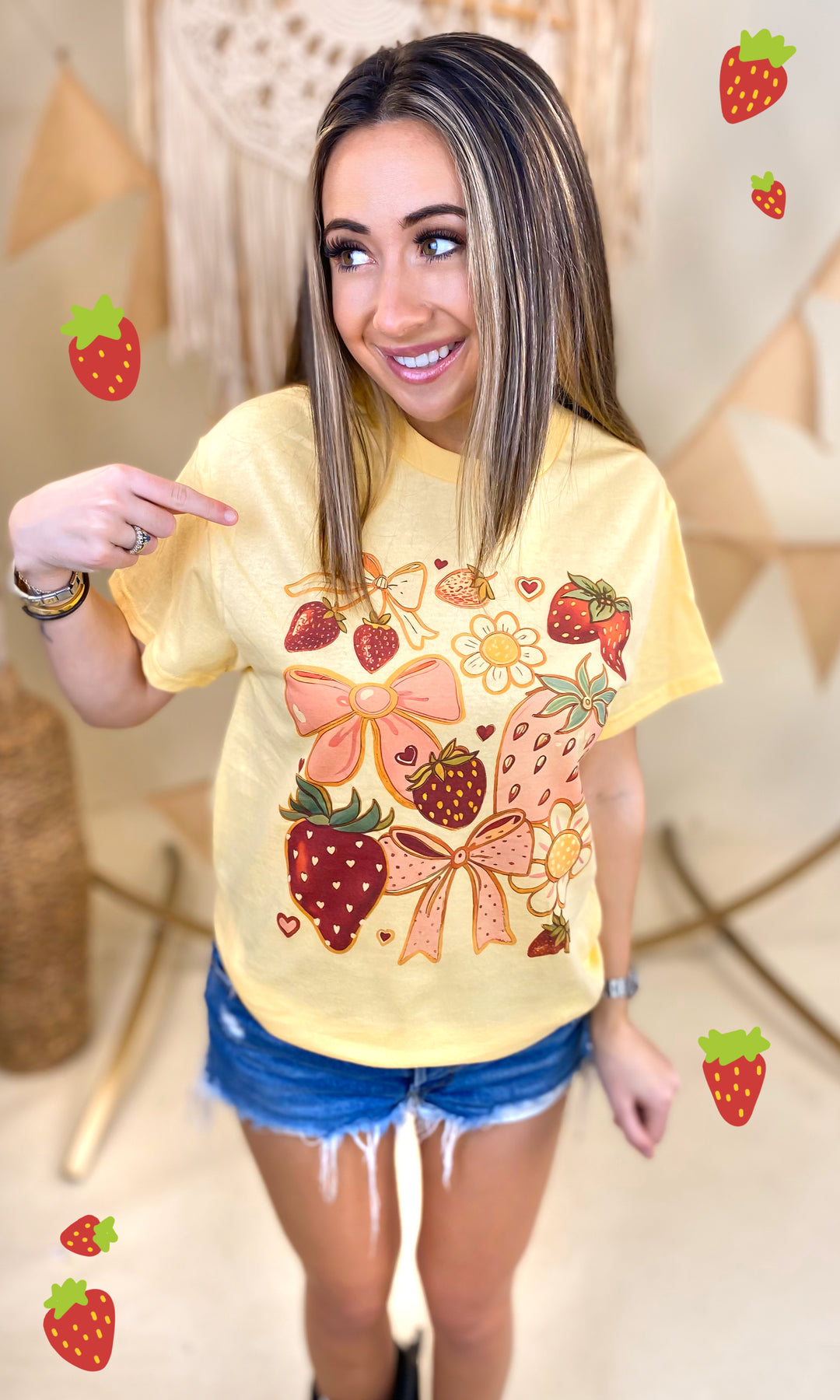 Strawberry Bows Graphic T-Shirt