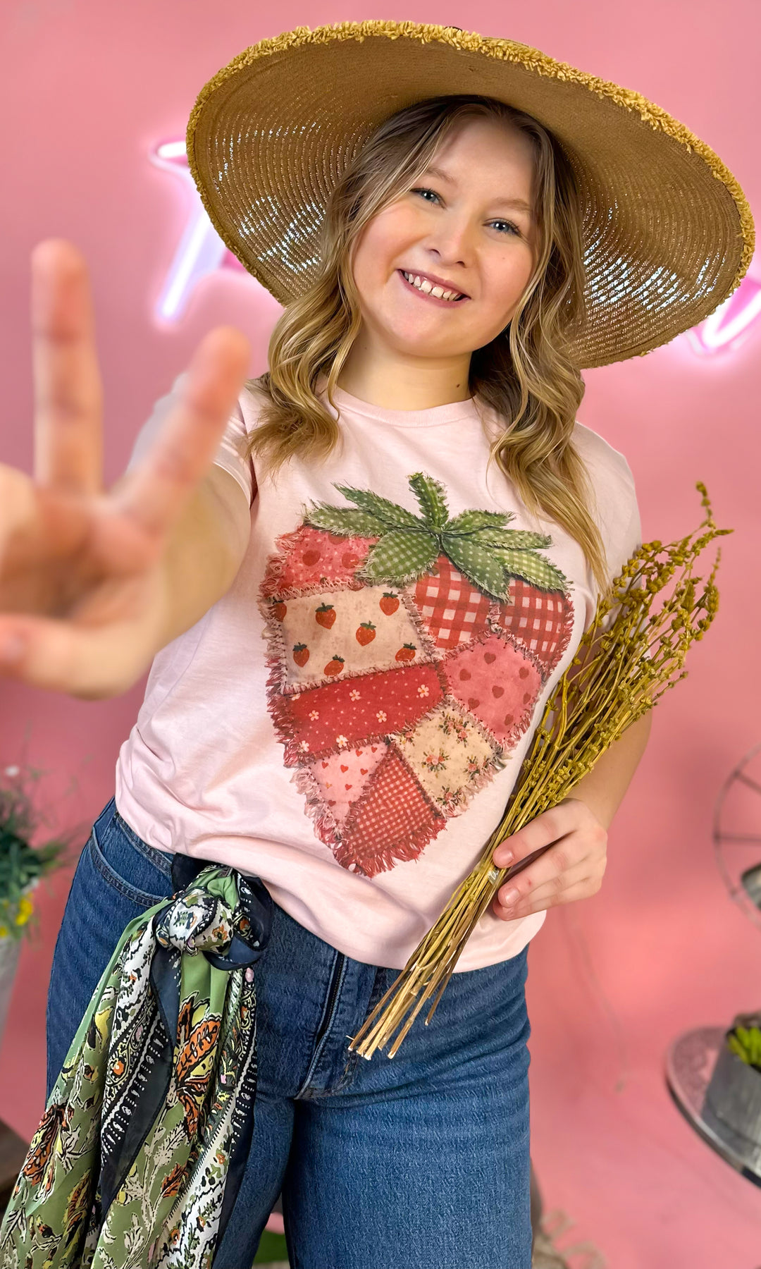 Strawberry Patchwork Graphic T-Shirt