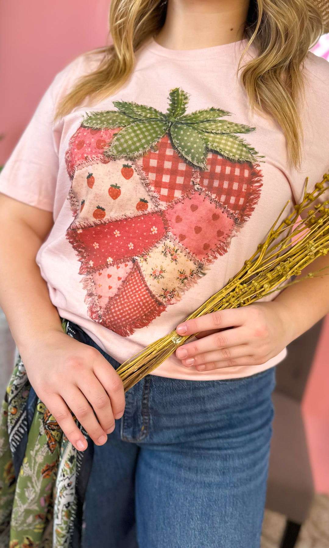 Strawberry Patchwork Graphic T-Shirt