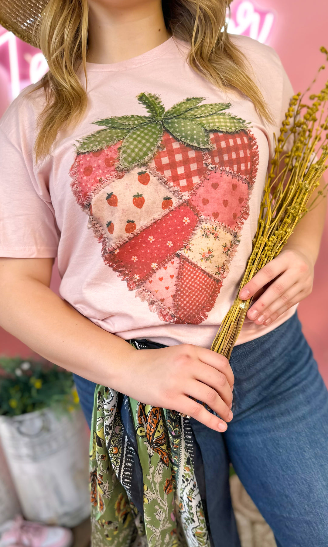 Strawberry Patchwork Graphic T-Shirt