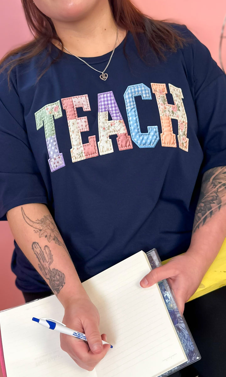 Teach Patchwork Graphic T-Shirt