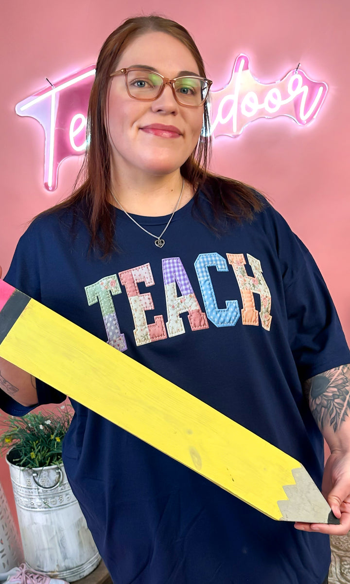 Teach Patchwork Graphic T-Shirt