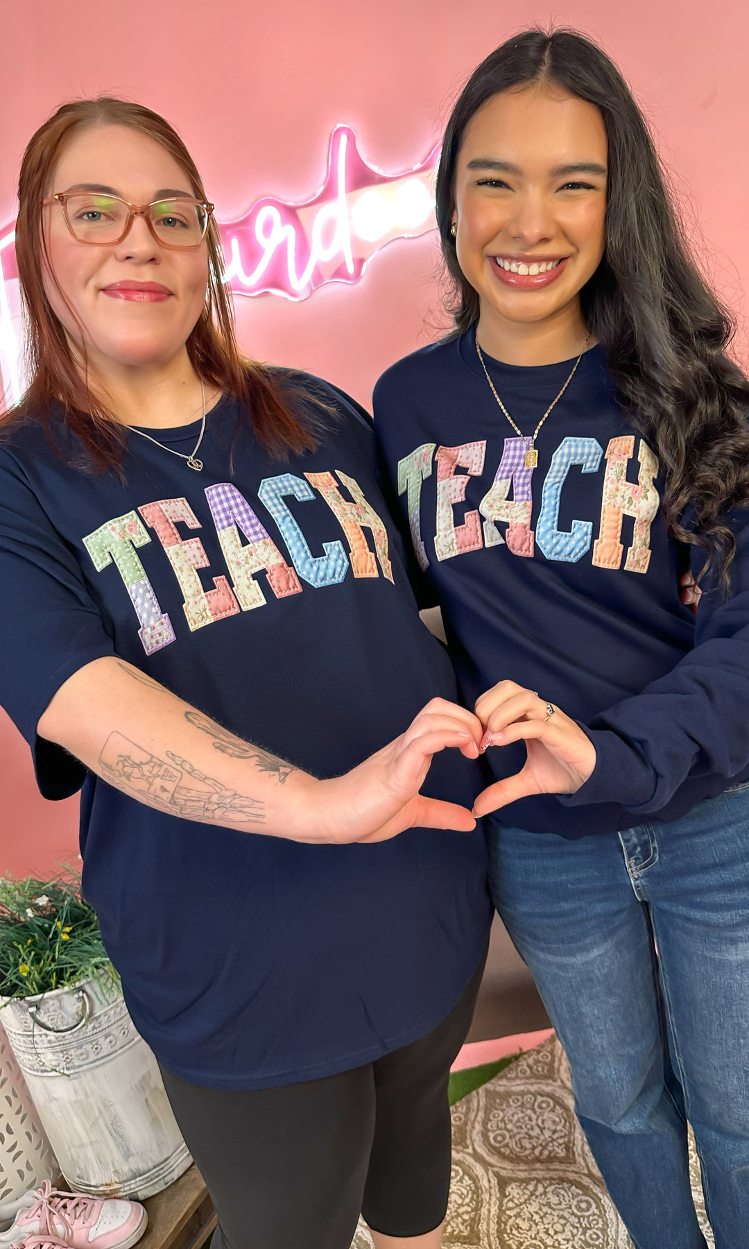 Teach Patchwork Graphic Sweatshirt
