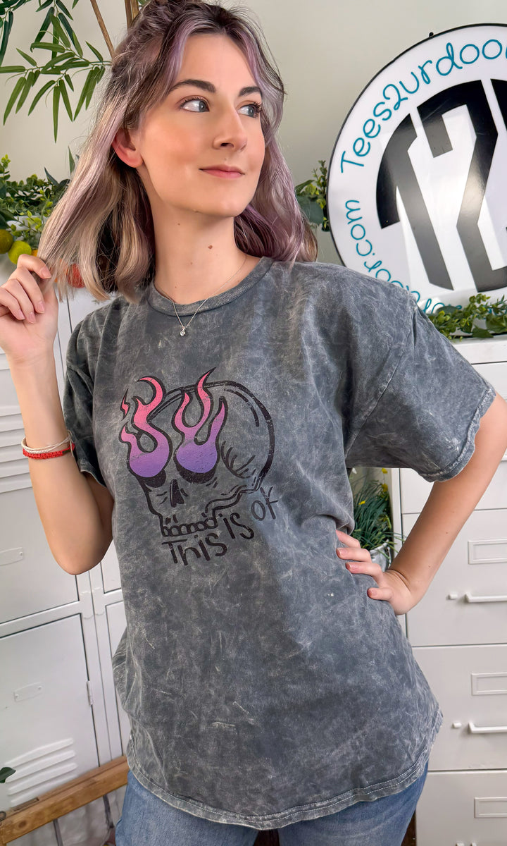 This is OK Fire Skull Mineral Wash Graphic T-Shirt