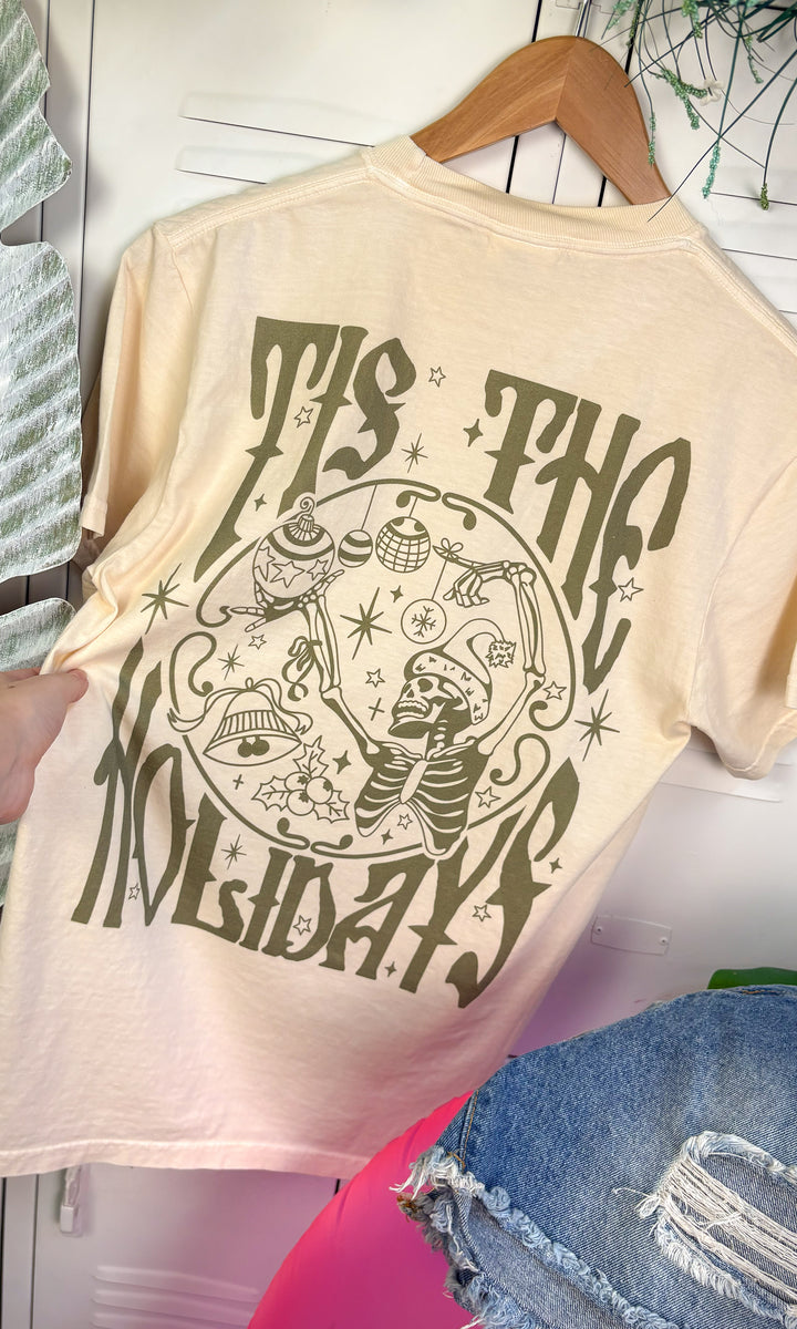 Tis The Holidays Skeleton Graphic Comfort Color T-Shirt