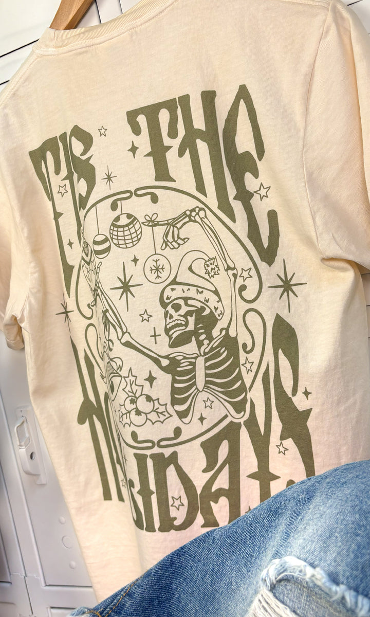Tis The Holidays Skeleton Graphic Comfort Color T-Shirt