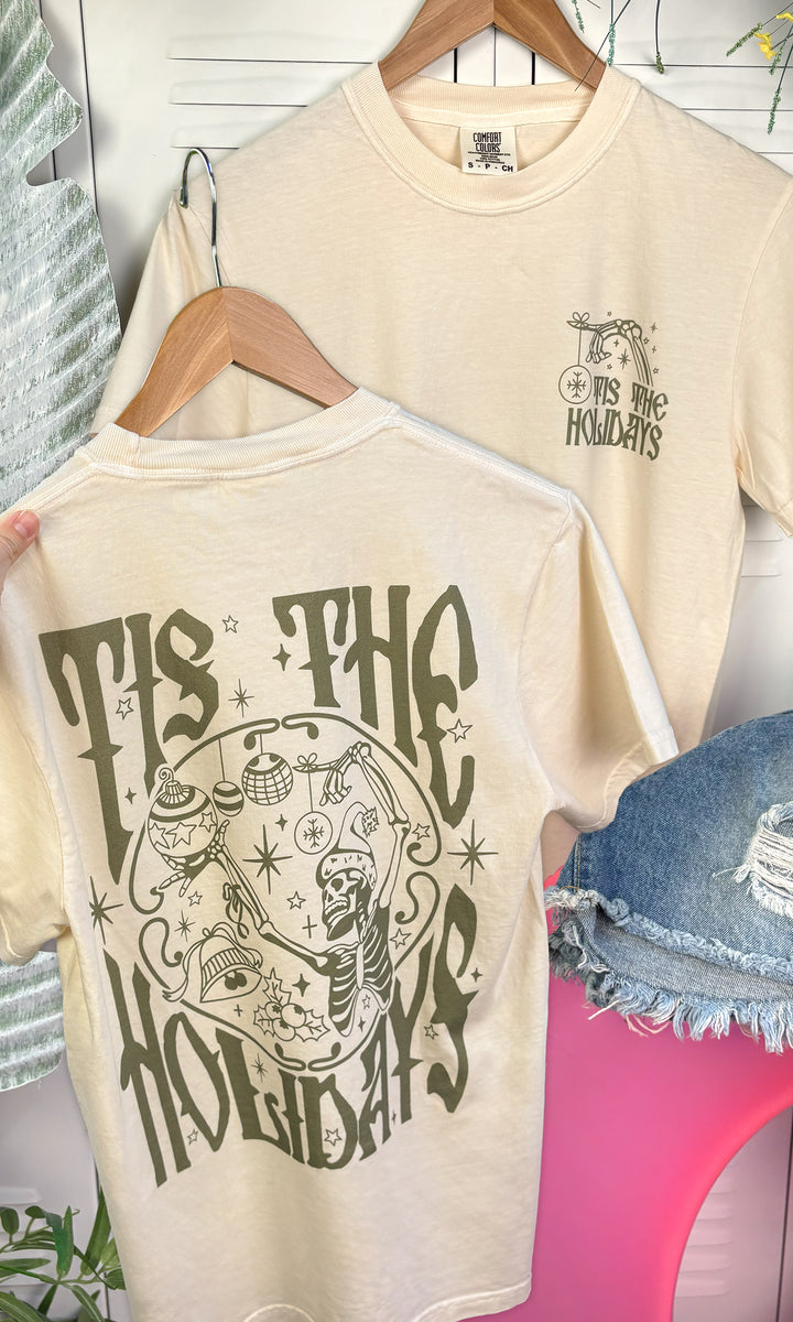 Tis The Holidays Skeleton Graphic Comfort Color T-Shirt