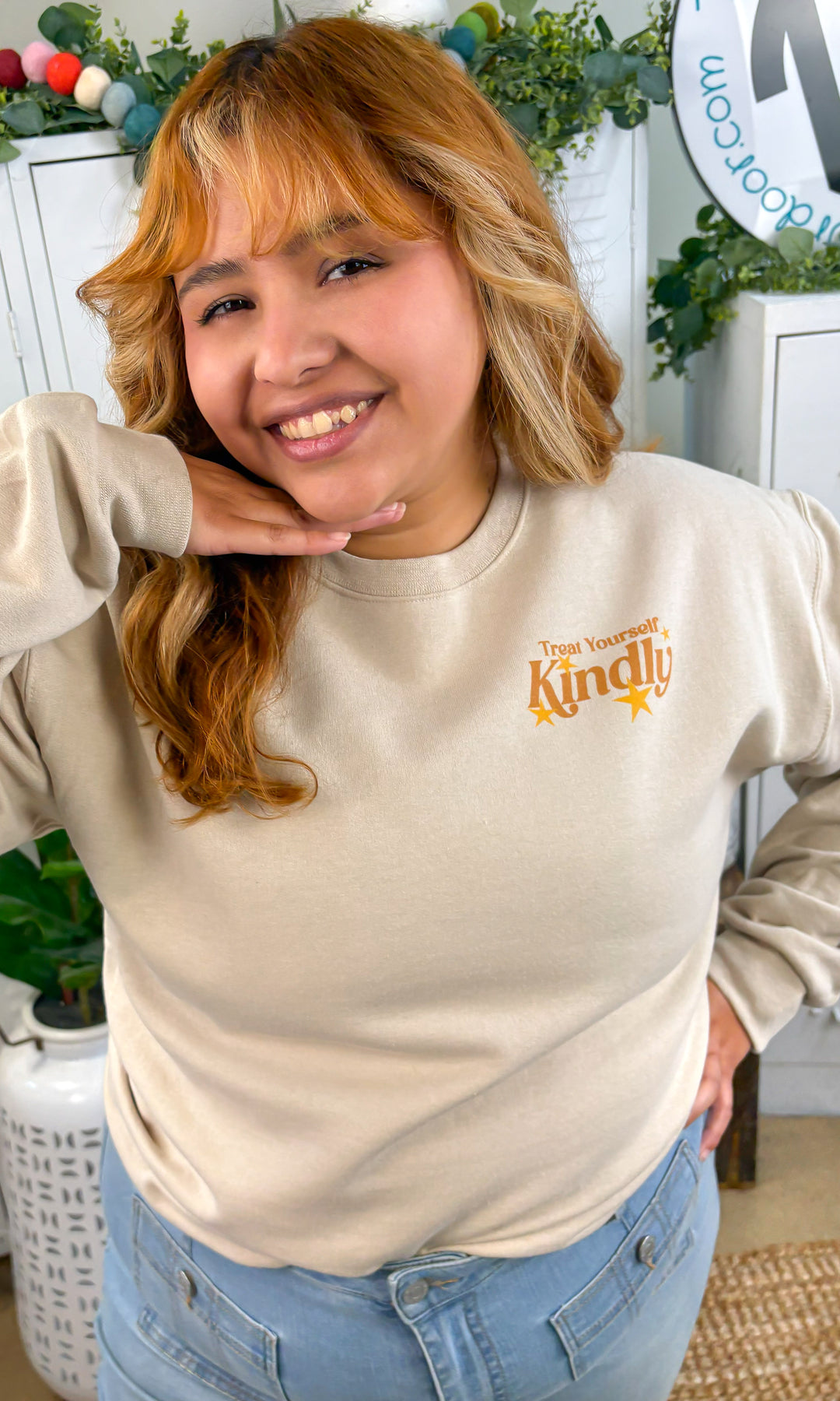 Treat Yourself Kindly Star Graphic Sweatshirt