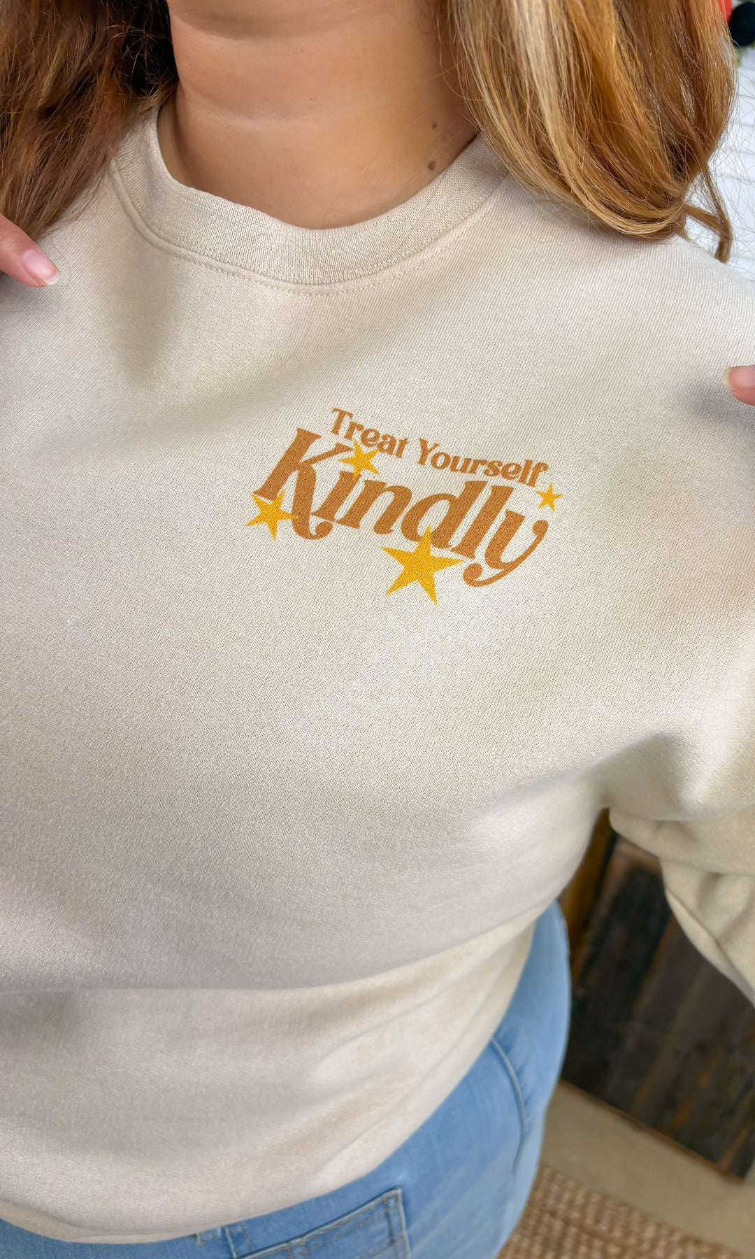 Treat Yourself Kindly Star Graphic Sweatshirt