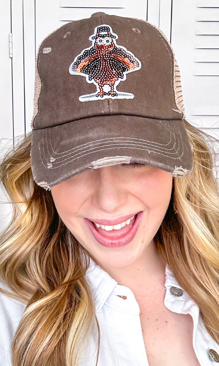 Turkey Sparkle Sequin Vintage Hat