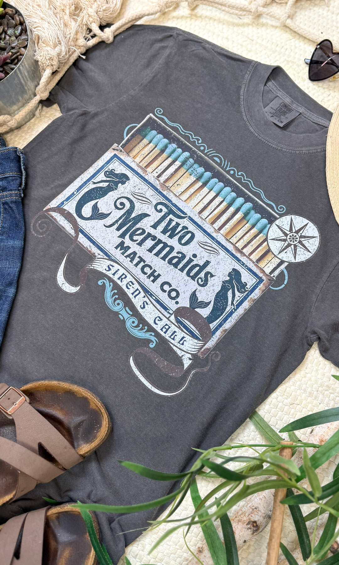 Two Mermaids Match Co. Comfort Color Graphic T-Shirt