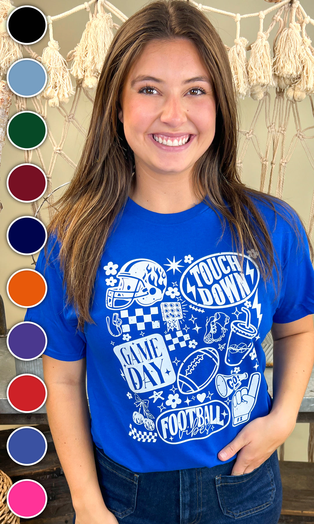 Shop the Vintage Football Season Graphic T-Shirt featuring a fun, colorful design perfect for game day vibes.