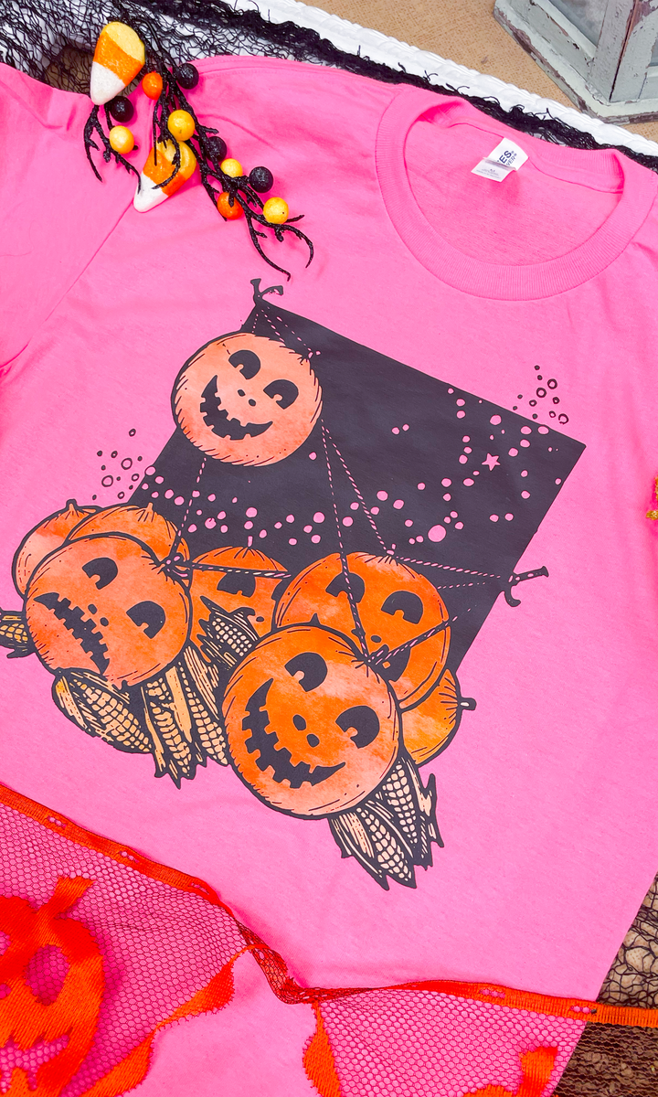 Vintage Pumpkin &amp; Corn Halloween Graphic T-Shirt